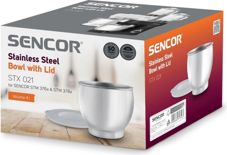 Sencor roestvrijstalen kom met deksel voor keukenmachines STM 376x en 378x