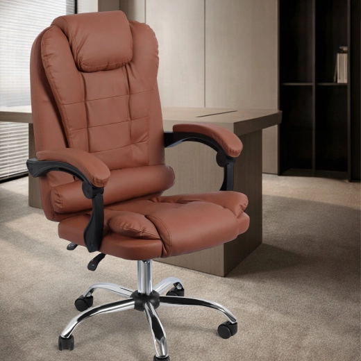 Ergonomische bureaustoel van kunstleer, bruin