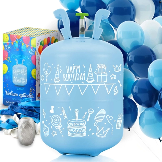 Heliumfles 0,20 m³ met ballonnen en lint Ricokids
