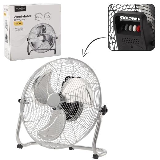 Zilverkleurige vloerventilator 70 W