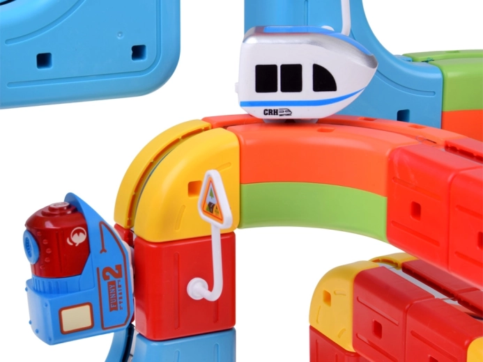 Magnetische baan die de treintjes op het spoor houdt