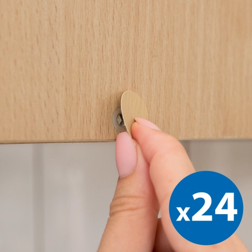 Zelfklevende schroefafdekkapjes 13 mm eiken, 24 stuks