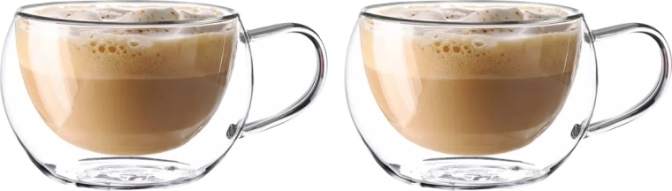 Andrea set van 2 dubbelwandige thermoglazen met oor 300 ml