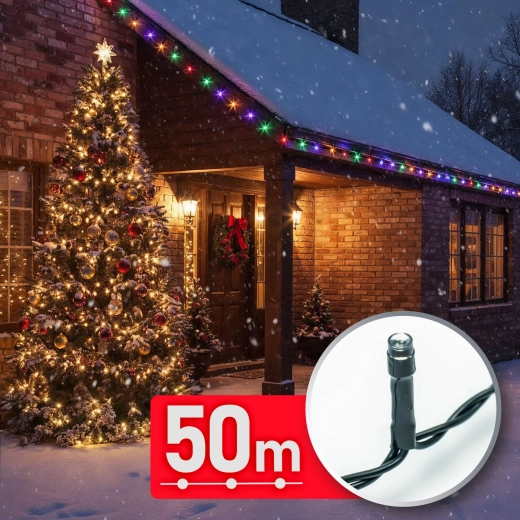 Gekleurde LED-lichtslinger 50 m, 1000 LED's