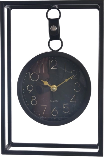 Zwarte metalen tafelklok 31 cm