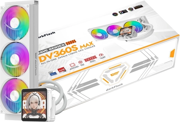 DarkFlash DV360S Max witte waterkoeler voor processor 360 mm met LCD-display