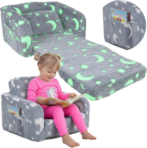 Uitschuifbare kinderfauteuil Kruzzel met maantjes en sterren