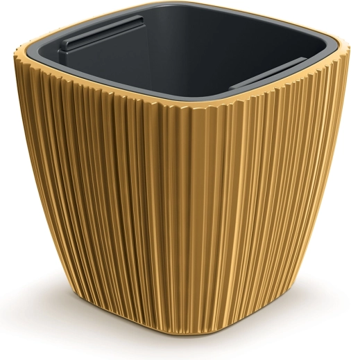 Kunststof bloempot ORO 39 cm in mosterdgeel