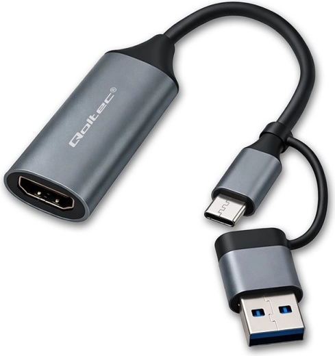 USB‑C/USB‑A naar HDMI-adapter 4K 30 Hz van aluminium