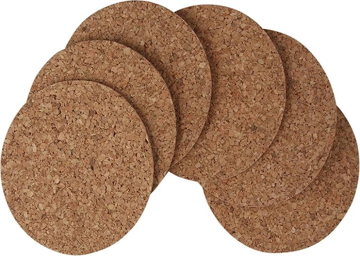 Set ronde kurken onderzetters voor glazen 10 cm (6 stuks)