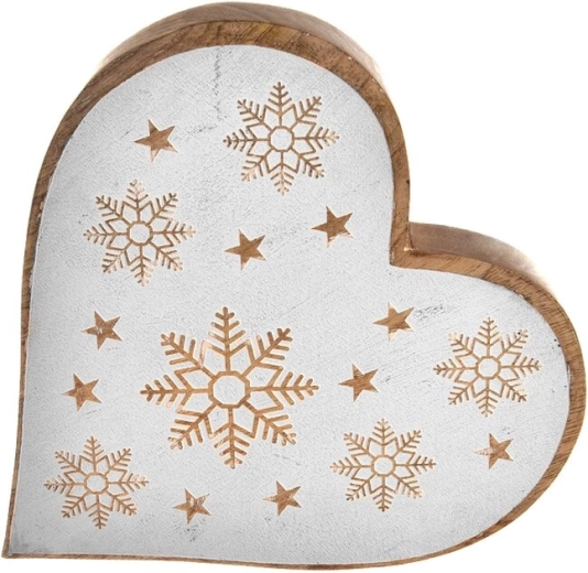Kerst hanghart van mangohout White 25 cm
