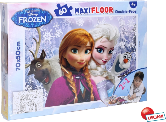 Dubbelzijdige Frozen-puzzel met Elsa en Anna 70 × 50 cm