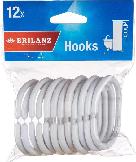 Plastic haakjes voor douchegordijn wit 12 stuks