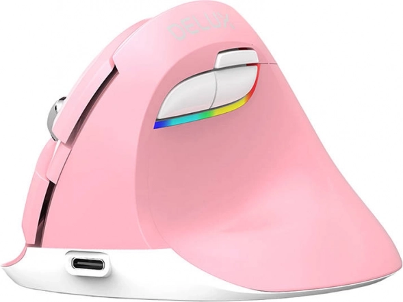 Draadloze verticale muis Delux M618 Mini roze