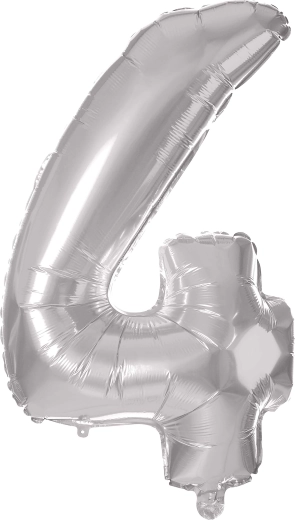 Folieballon TORO cijfer 4 30 cm – Zilver