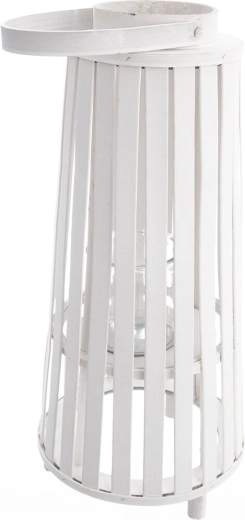 Witte rieten kaarsenhouder 23 × 23 × 49 cm