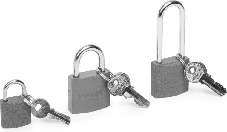 Set hangsloten met drie sleutels - 3 stuks