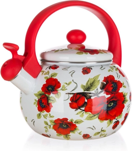 Geëmailleerde fluitketel Poppy 2,2 l