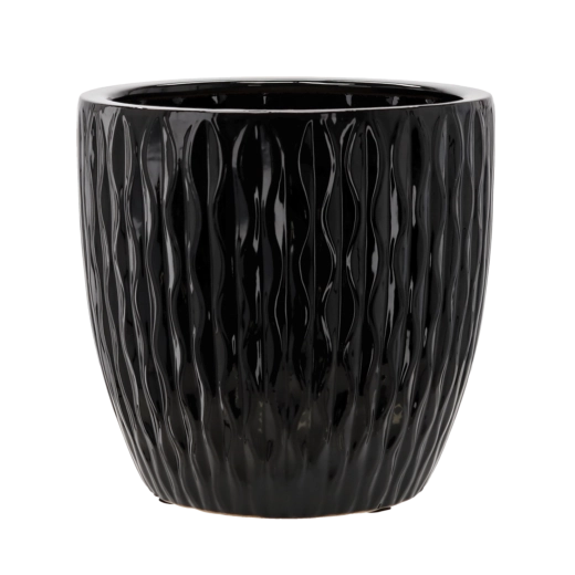 Keramische bloempotcover 39 × 39 × 39 cm zwart hoogglans