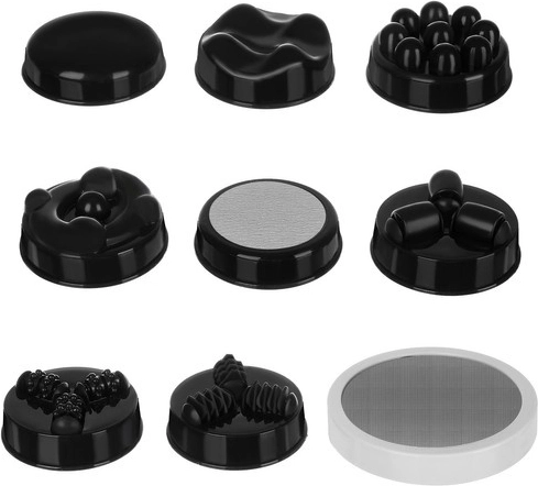 9 verwisselbare opzetstukken voor verschillende massagetypes