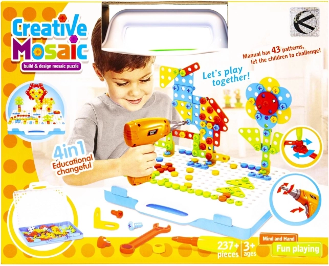 Creatieve educatieve schroefset in koffertje met gereedschap - 1 stuk