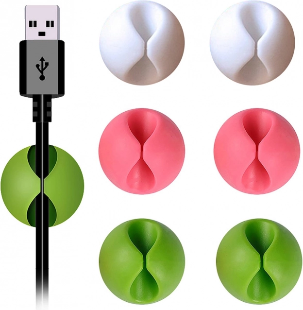 Zelfklevende siliconen kabelhouders – set van 6 stuks