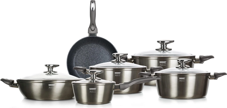 Banquet Metallic Platinum pannenset - 11-delig