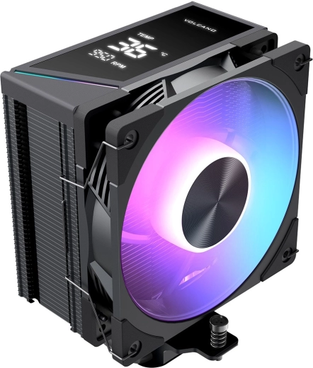 Luchtgekoelde CPU-koeler Modecom Volcano 0C T102 met LCD en ARGB 120 mm, zwart