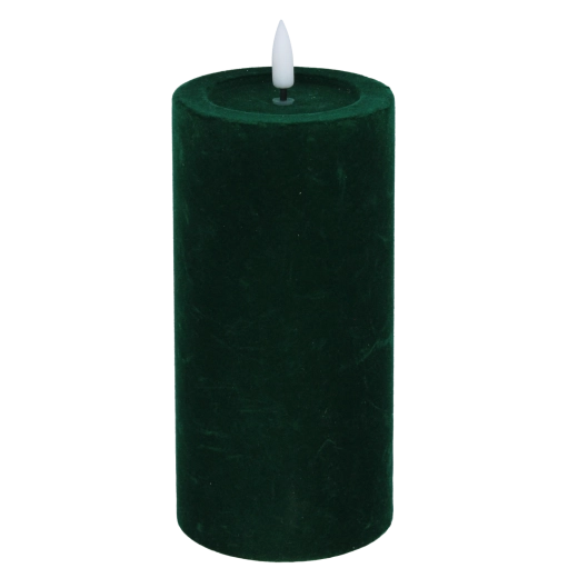 LED-kaars met flakkerende vlam, velours rood-groen 7,5 × 18,5 cm - 1 stuk