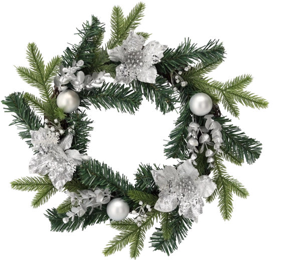 Zilveren kerstkrans 40 cm
