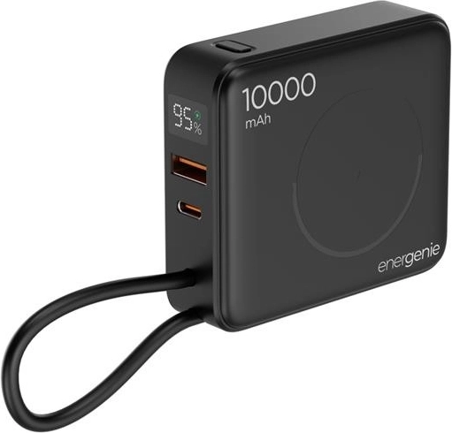 Energenie powerbank 10.000 mAh met draadloos opladen 15 W en PD 20 W, zwart