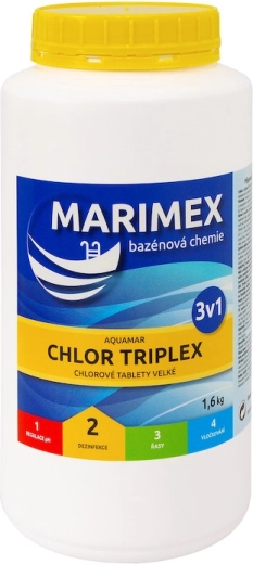 Marimex Chlor Triplex 1,6 kg – multifunctionele tabletten voor het zwembad