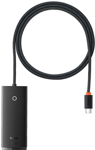 Baseus Lite 4‑poorts USB‑C‑hub met 4× USB 3.0 en voedings‑USB‑C, 1 m, zwart
