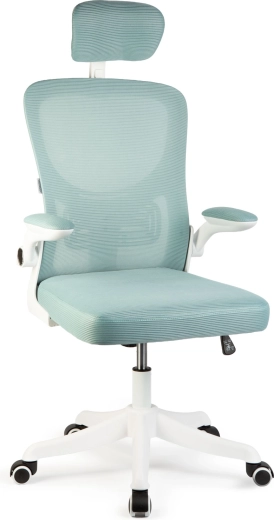 Kantoorstoel met armleuningen, draaibaar, wit/blauw