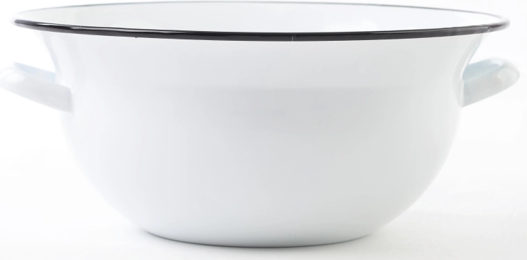 Geglazuurde beslagkom met handgrepen 38 cm, 10 l – wit