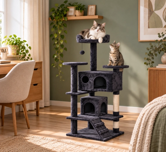 Ruimte met meerdere niveaus voor actieve katten