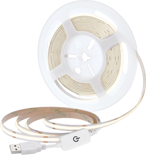 Solight led cob-strip 5 m neutraal wit 4000 K via usb met schakelaar 8 mm