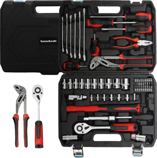 Bauerkraft gereedschapsset in koffer, 58-delig
