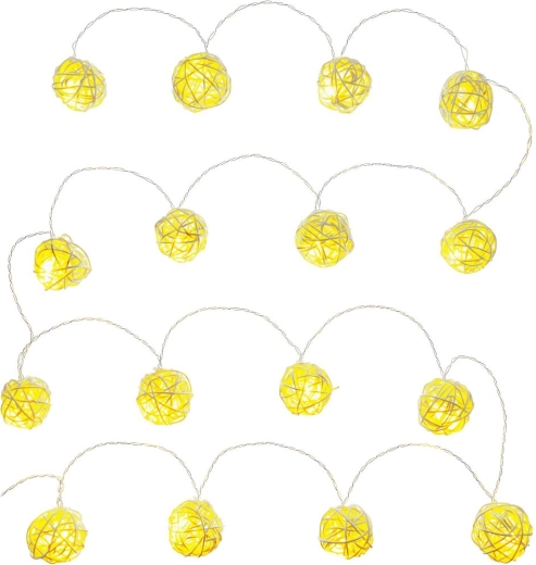 Retlux natuurlijke lichtslinger met bollen, 16 LED's