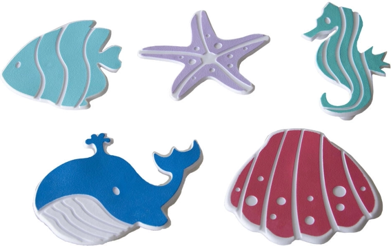 Antislip badkuipmatjes voor kinderen – mix van vormen, set van 5 stuks