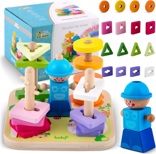 Houten vorm- en stapelsorteerder Ricokids