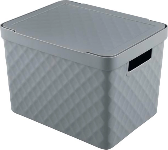 Kunststof opbergmand met deksel HEIDRUN Diamond 36 × 27 × 23 cm