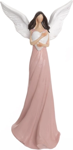 Keramische engel in roze kleur 18 cm