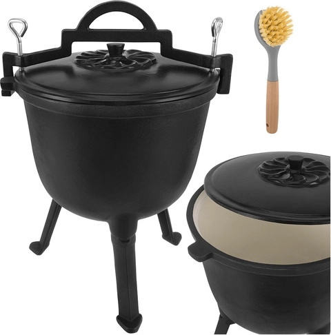 Stabiele driepoot en deksel met handgreep