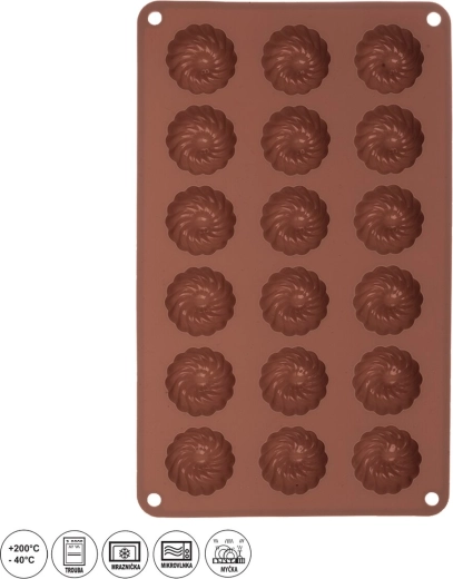 Siliconen vorm voor mini kransjes 18 stuks bruin