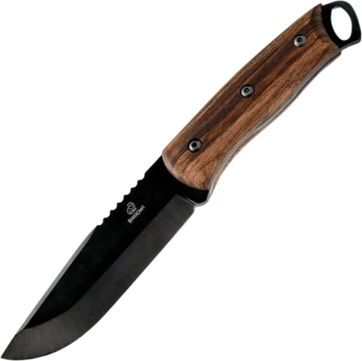 Beavercraft BSH4 Bushcraftmes Dusk met walnotenhouten handvat en leren schede
