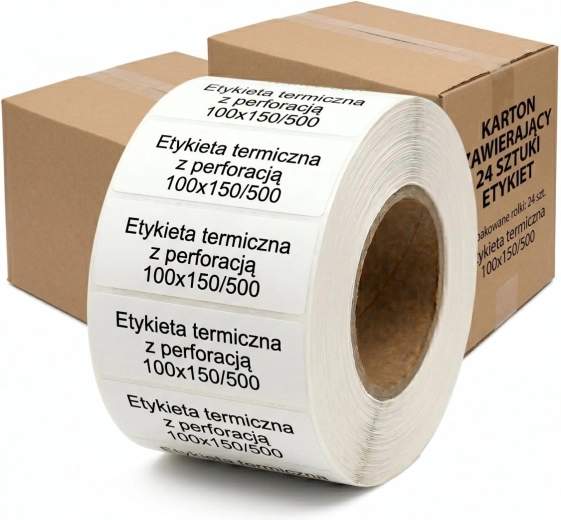 Thermo etiketten 100 × 150 mm, rol 500 stuks, doos 24 rollen