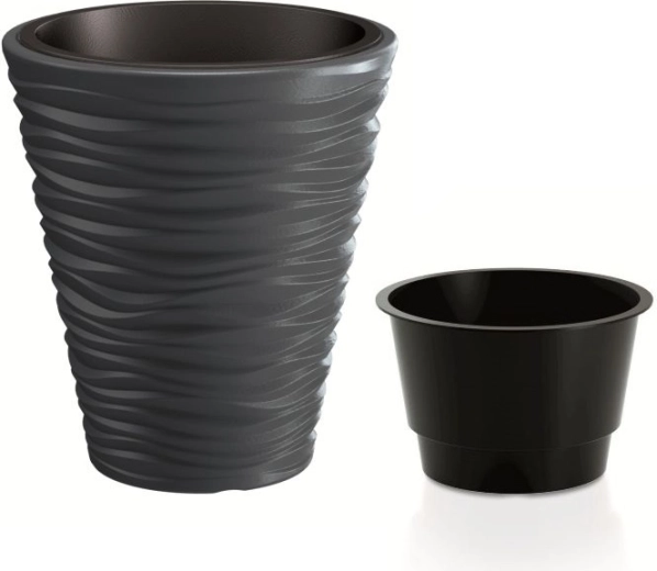 Bloempot met inzet SAND 38,8 cm antraciet
