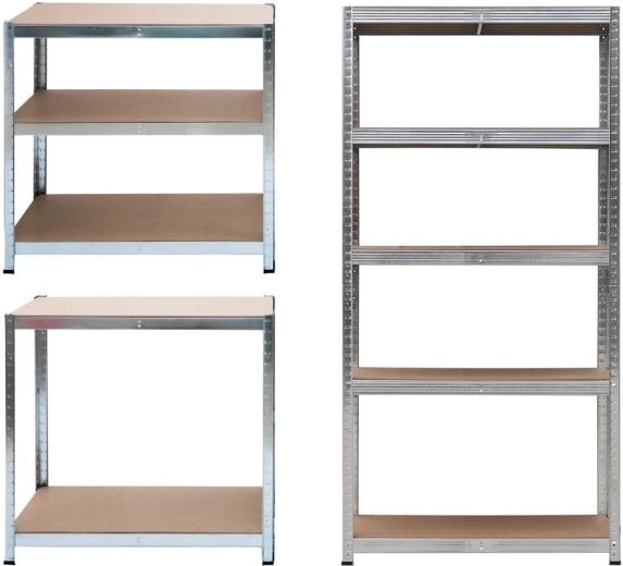 Metalen opbergrek 2-in-1 met 5 planken 180 × 90 × 40 cm