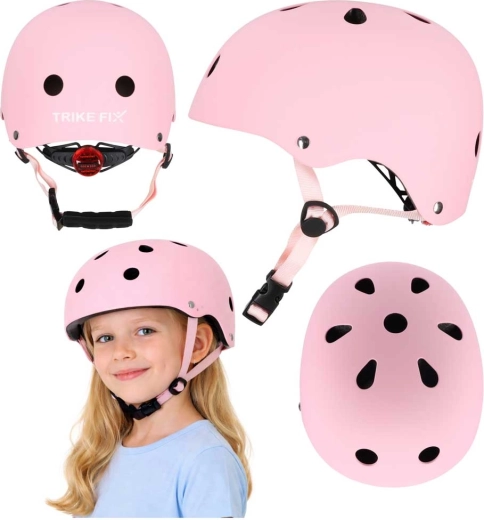 Trike Fix kinderfietshelm met LED, roze (S 48–54 cm)